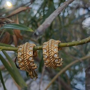 Elegant 1980s Swarovski Clip On Hoops
